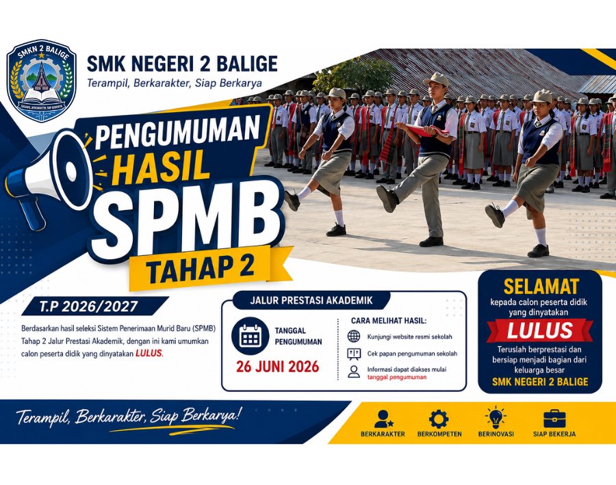 PENGUMUMAN HASIL SISTEM PENERIMAAN MURID BARU (SPMB) TAHAP II TAHUN PELAJARAN 2026/2027